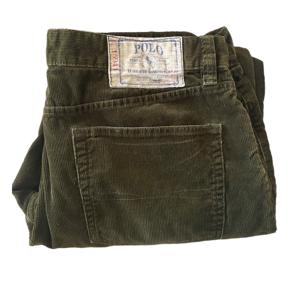 Polo Ralph Lauren 15941 Olive Green Corduroys Size 38 x 30